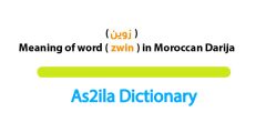 zwin is a darija word meaning handsome .